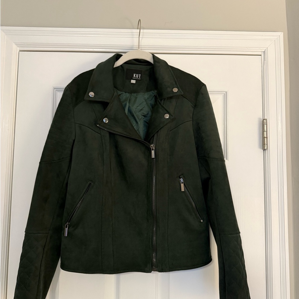 Kut from the Kloth Dark Green Leather Jacket